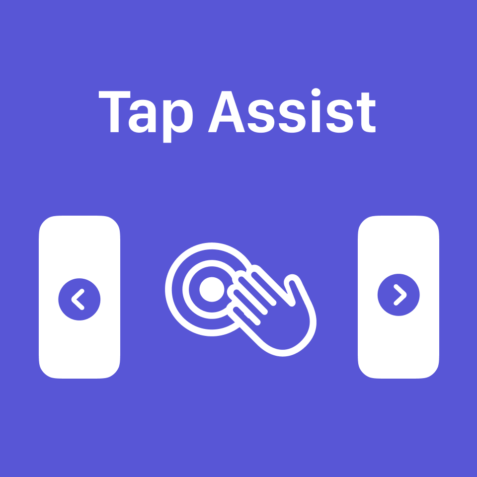 The text Tap Assist with a logo of a hand touching a tap target